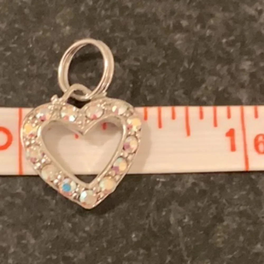 Sterling Silver 925 Open Heart Pendant Charm for Necklace or Bracelet - Pavé Cry